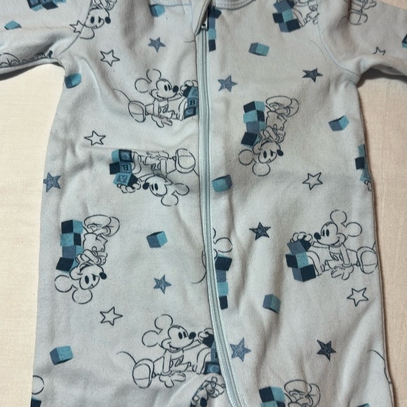 Disney Baby - Light Blue Mickey Mouse Footed Onesie Sleeper - Picture 4 of 4